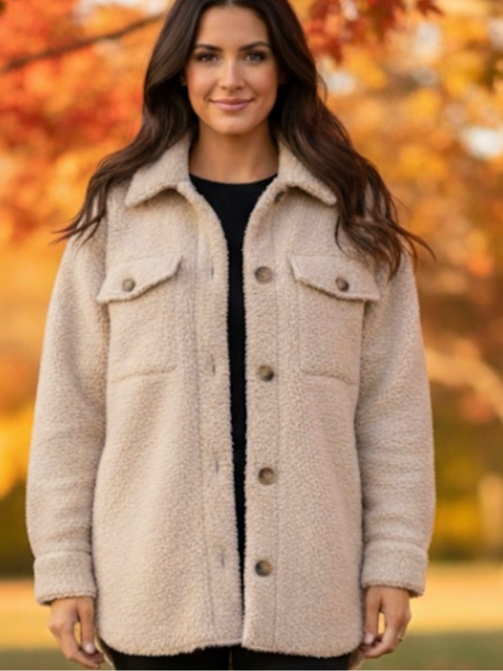 Joie Cream Teddy Sherpa Shacket Size Small‎